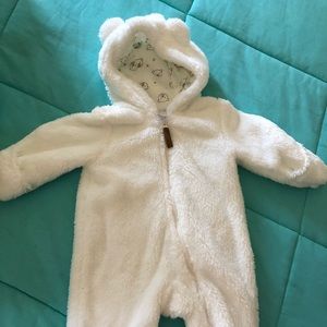 Fluffy white bodysuit super warm brand new
